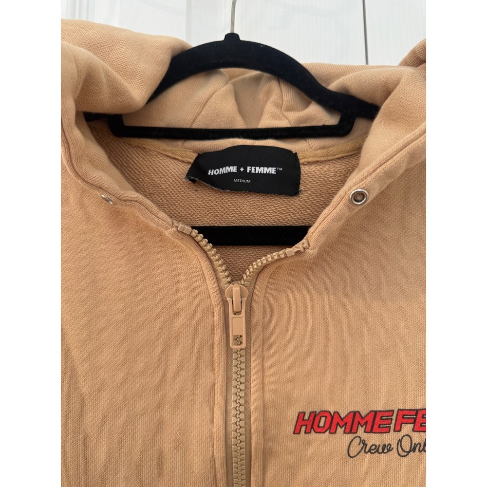 Homme Femme 500 Racing Zip Up Hoodie Tan Mens Medium Checkerboard Streetwear - Picture 3 of 12